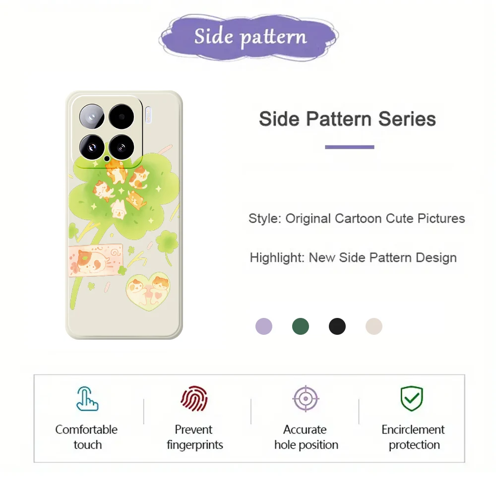 Leuke Kat Klavertje Vier Telefoon Case Voor Xiaomi Mi 15 Ultra Mi 14T 11T Pro Siliconen Cover Voor Xiaomi Mi 13T Pro Mi 11T Pro Gevallen