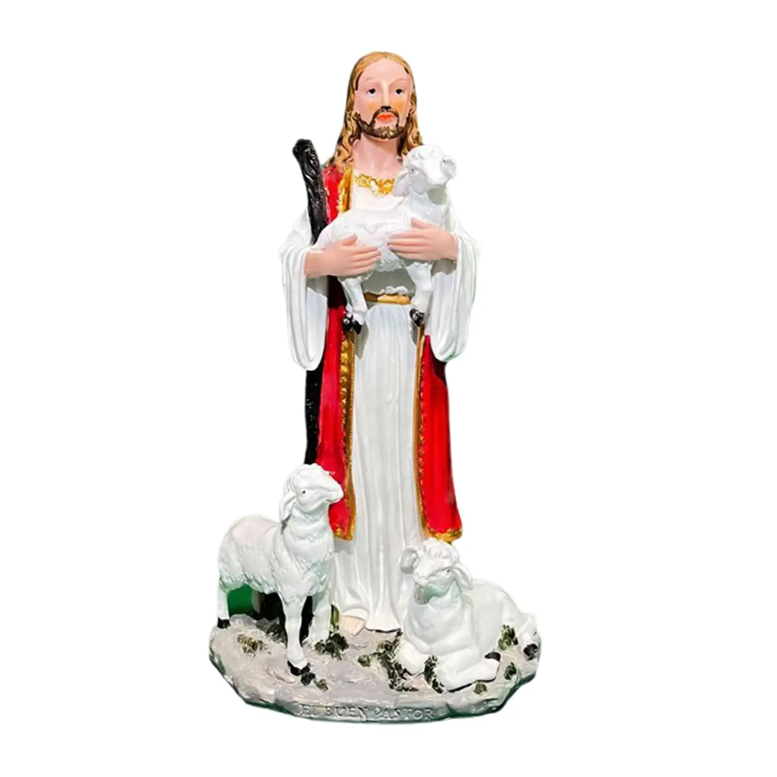 Collezione natalizia di figurine di Gesù che tiene un agnello da 20 cm per l'arredamento della stagione natalizia