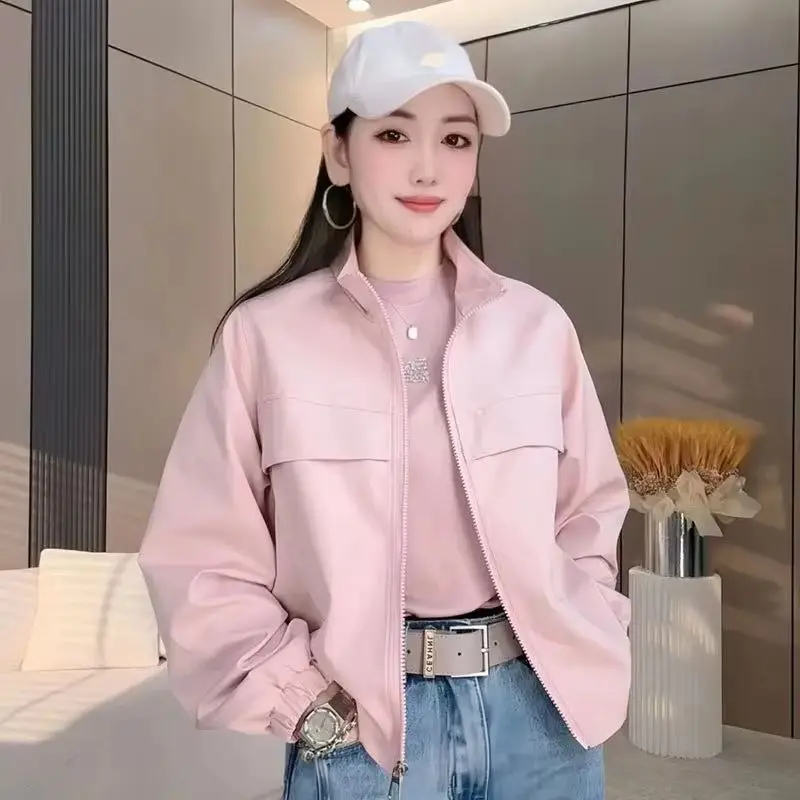 

Short Jacket Women Spring Autumn 2025New Korean Stand-up Windbreaker Coat Female Joker Loose Fashion Casual Overwear Ladies Tops