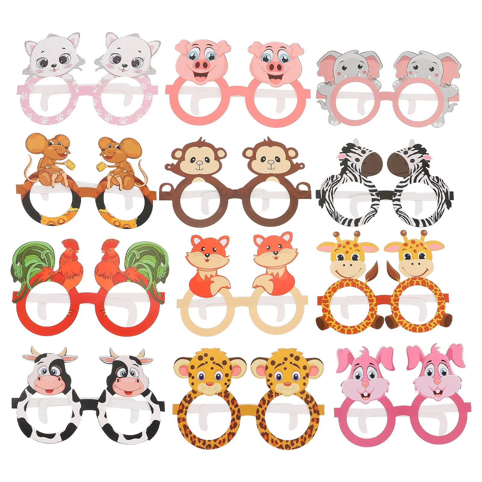 

12 Pcs Animal Paper Glasses Bunny for Kids Funny Photo Booth Props Birthday Party Children Favors Eyewear