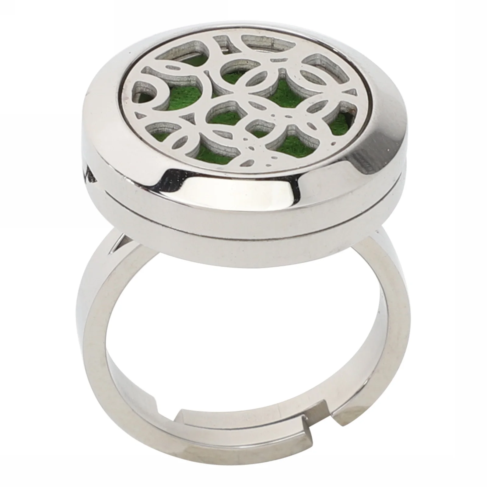 

Hollow Out Open Ring Stainless Steel Adjustable Aromatherapy Jewelry For Women Men Unisex Cuff Wide Ring Fashion Vintage