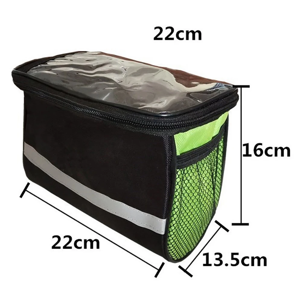 Bicycle Front Handlebar Bag Multifunction Portable Reflective Strip Bike Frame Pannier Shoulder Bag Organizer