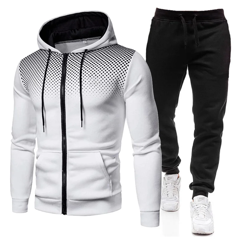 Conjunto de sudaderas con capucha y pantalones de chándal para hombre, ropa informal para exteriores, jersey deportivo de lana para correr, traje para hombre, ropa de diseñador para gimnasio, chándal para hombre