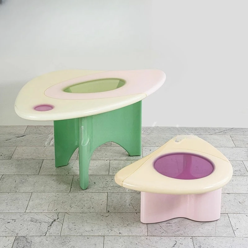 

crescent moon, coffee table, small apartment, household, solid wood, irregular, table, acrylic board, table
