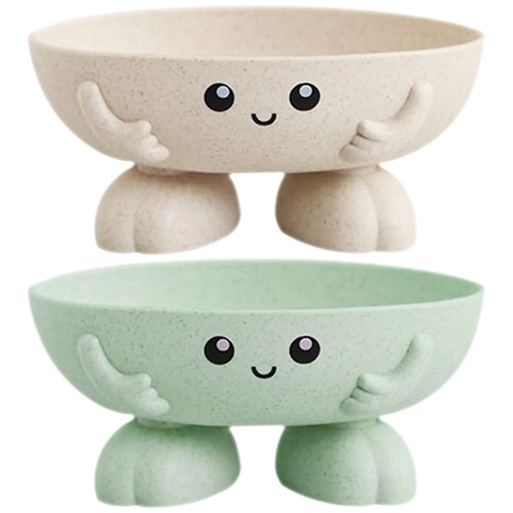 

2pcs Cartoon Draining Dish Bathroom Kitchen Storage Holder Tray Lightweight Self Draining Hygienic Decorative Soap
