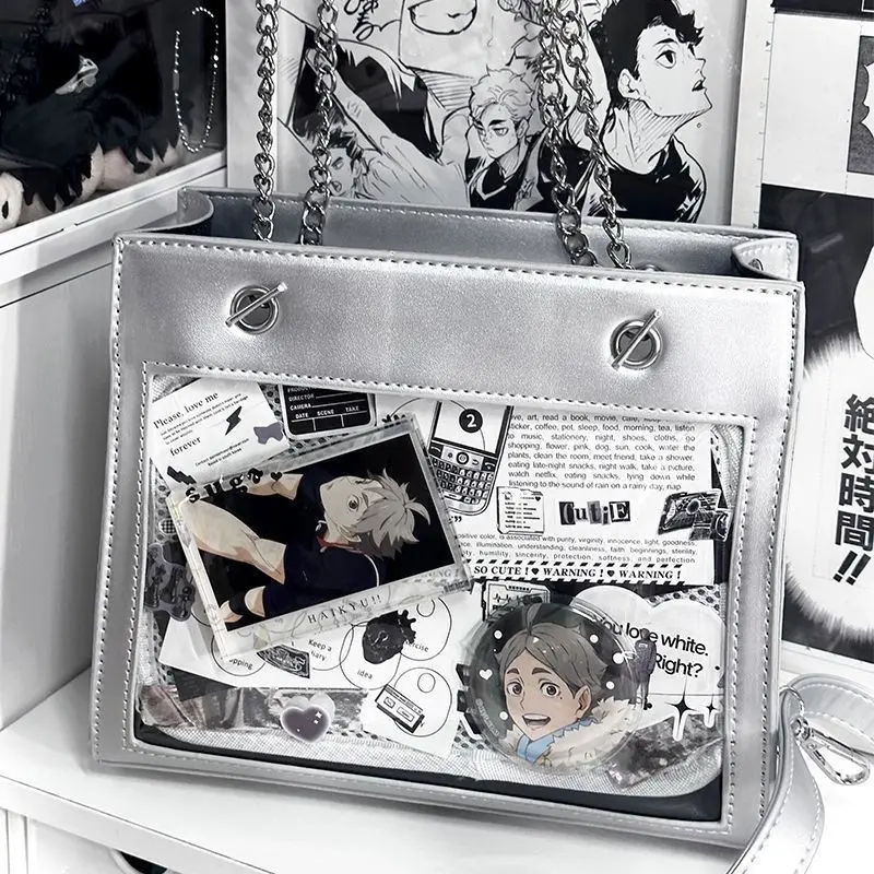 

Модная сумка-итабэг в стиле Y2K и Лолита, квадратная, японская, на плечо, прозрачная, нишевая, для девочек, модная студенческая сумка