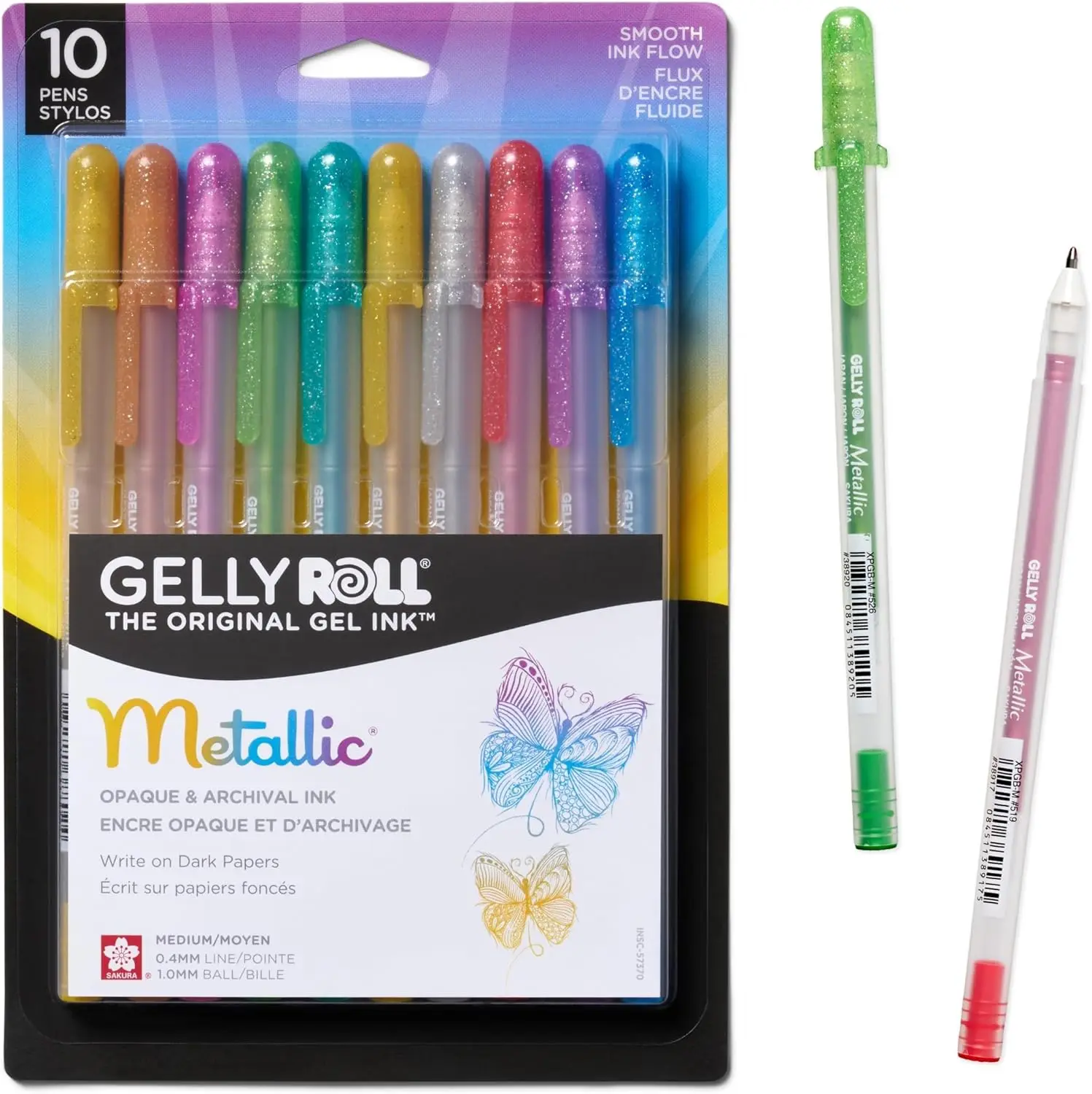 

Metallic Gel Pens Set - 10 Pack for Scrapbooking, Journaling & Drawing - Smooth Medium Line, Waterproof & Fade Resistant - Ideal for DIY Projects & Holiday Crafts