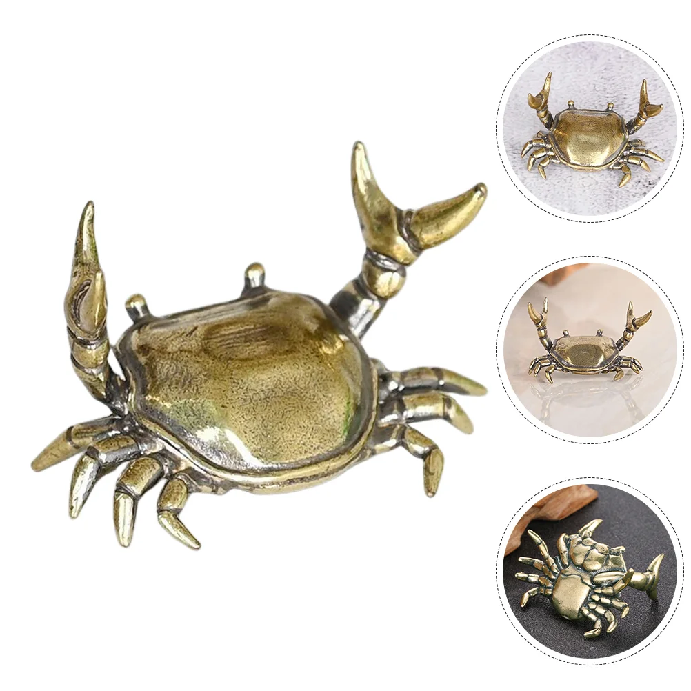 Crab Pen Holder Powerful Ornaments Pencil Figurine Statue Golden Desk Decorations