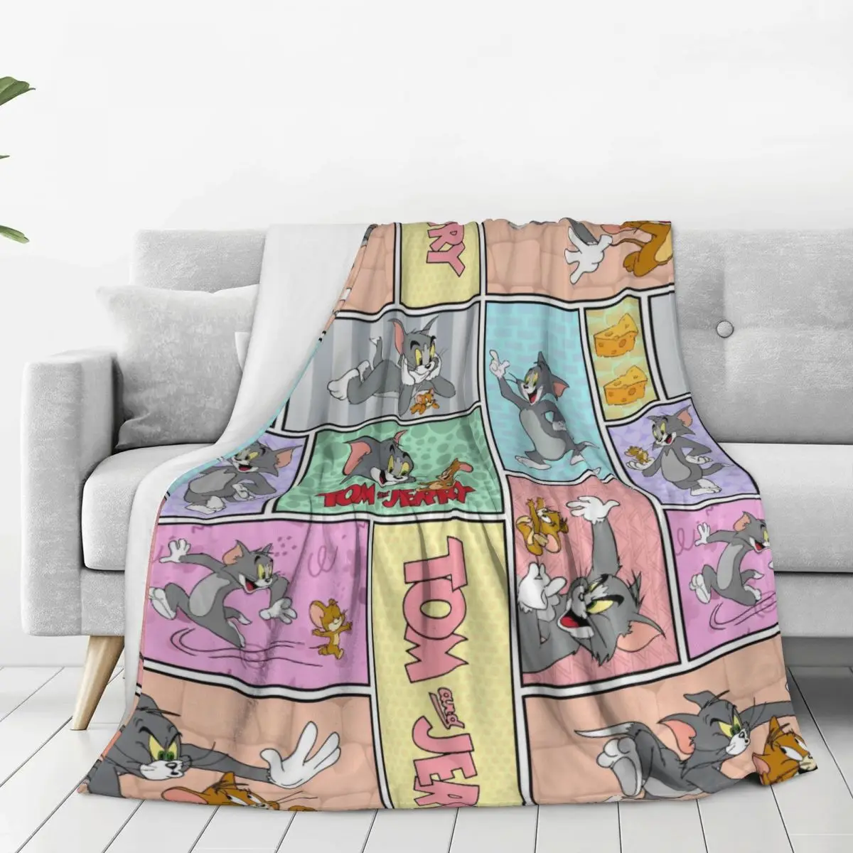 Soft Blanket Decorative Cartoon Tom And Jerry Printed Bedding Throws Flannel Bedspread For Bedroom Funny Sofa Bed Cover