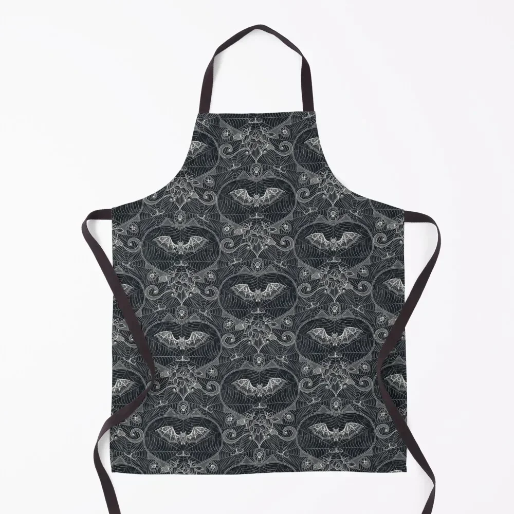 

Gothic Halloween Lace - Bats - Black Apron barber men japanese woman Kitchen Kawaii Accessories man chef uniform Apron