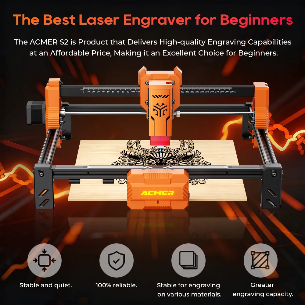 Laser Engraver Cutting Machine 20W/12W/7W  CNC Tool Blue Diode Working Area 300*300mm Engravable Plywood Acrylic Glass