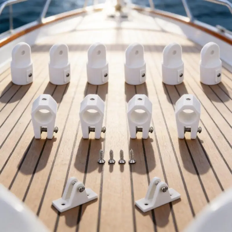 Boat Roof Frame Replacement Hardware, 7/8 Inch White Nylon 12 Piece Jaw Slide Fitting Set for Yacht Top Installation or R6FB