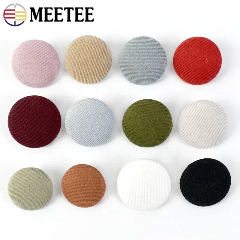 Meetee 50Pcs 11-30mm Alloy Cloth Covered Button For Suit Coat Decorative Round Shank Buttons DIY Clothes Sewing Buckle Accessory