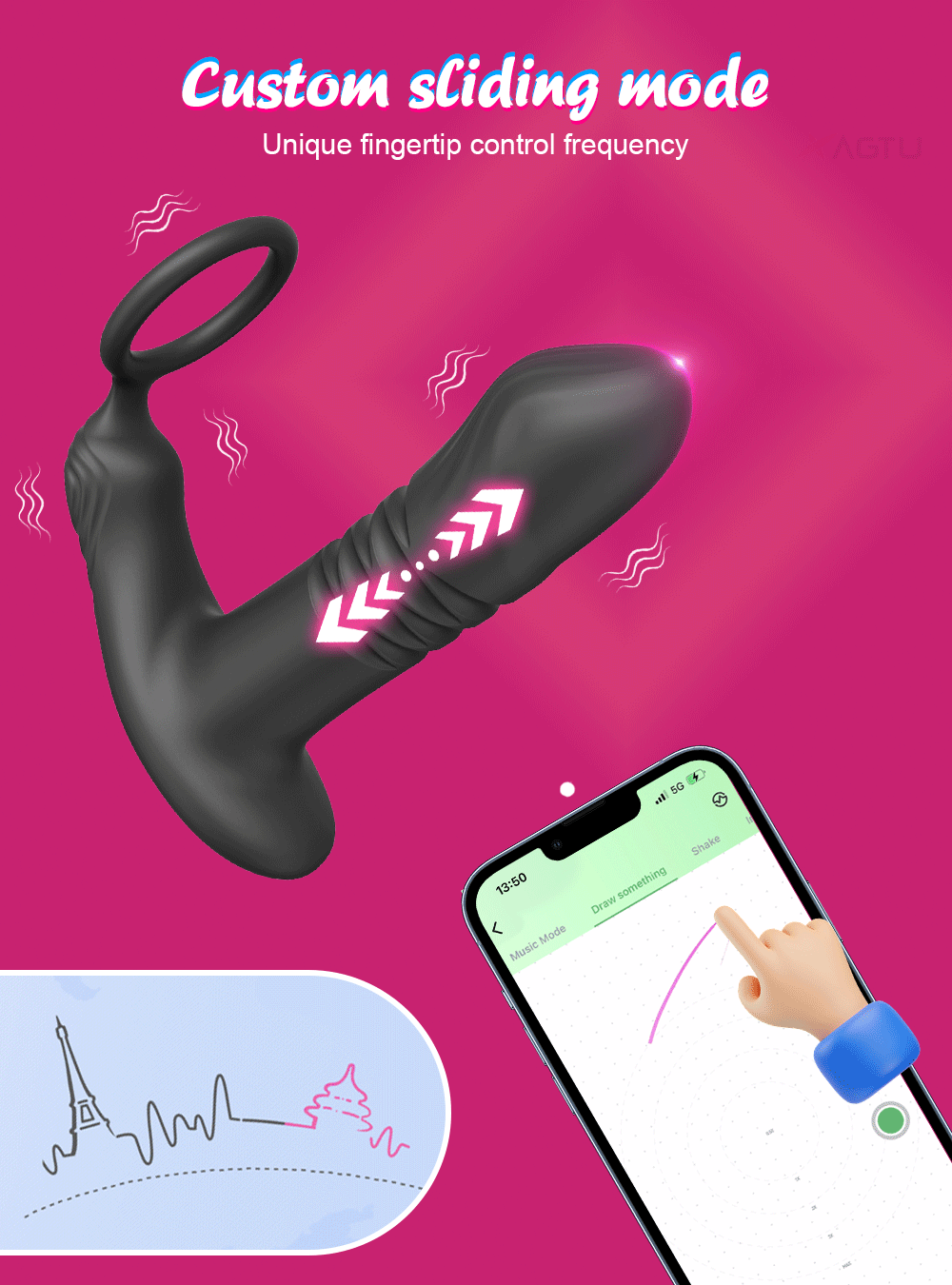 Male 2-in-1 Cock Ring and Anal Butt Plug Vibrator