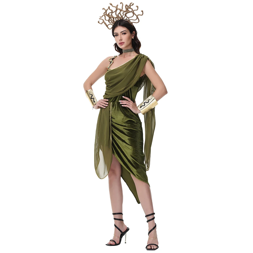 

Сексуальное платье древнегреции на Хэллоуин, косплей с головным убором, костюм римской богини, костюм Древнего Египта, костюм Медузы l пасхальное платье