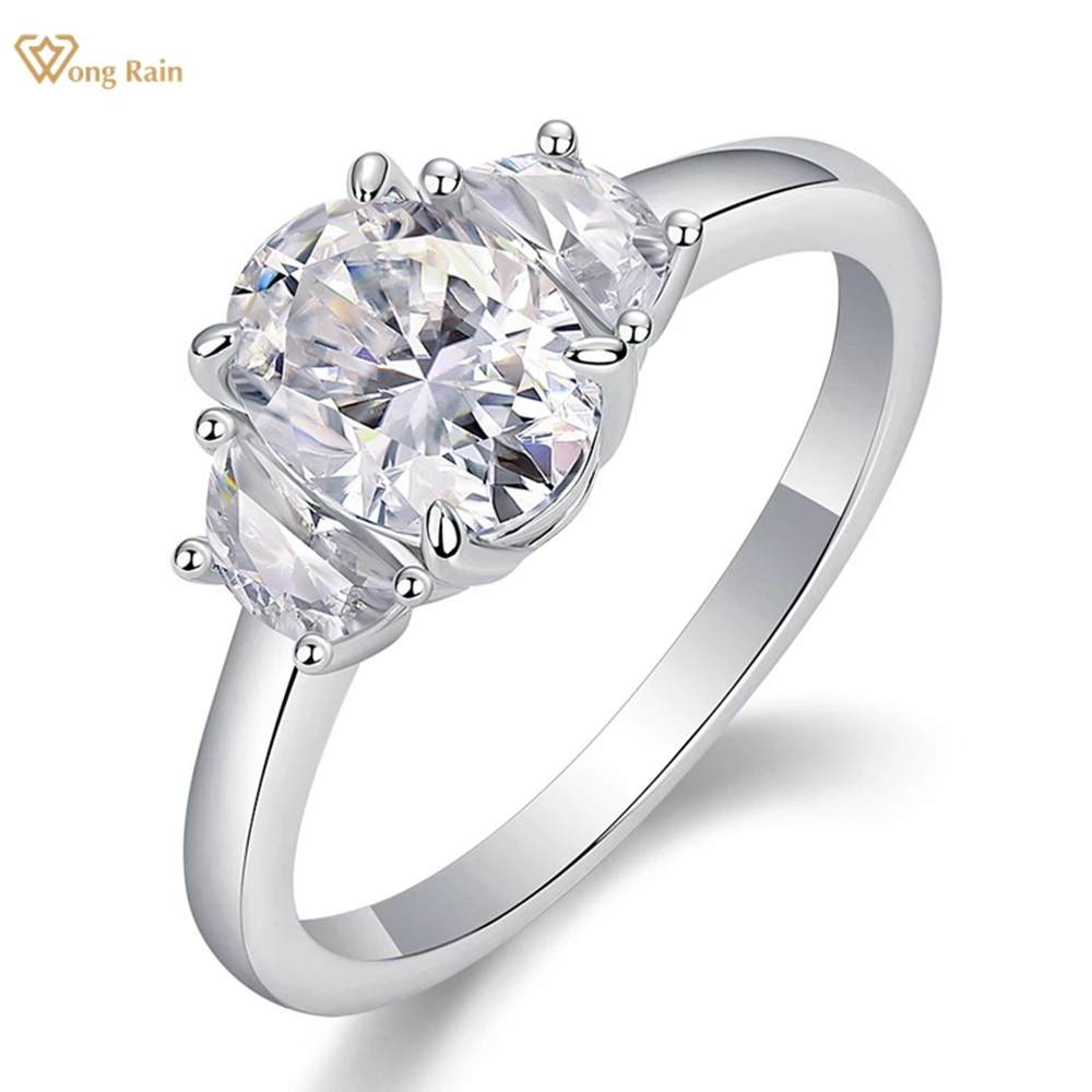 Wong Rain 925 Sterling Silver 3EX VVS1 D Color 6*8 MM Oval Cut Real Moissanite Diamond Engagement Ring for Women Fine Jewelry