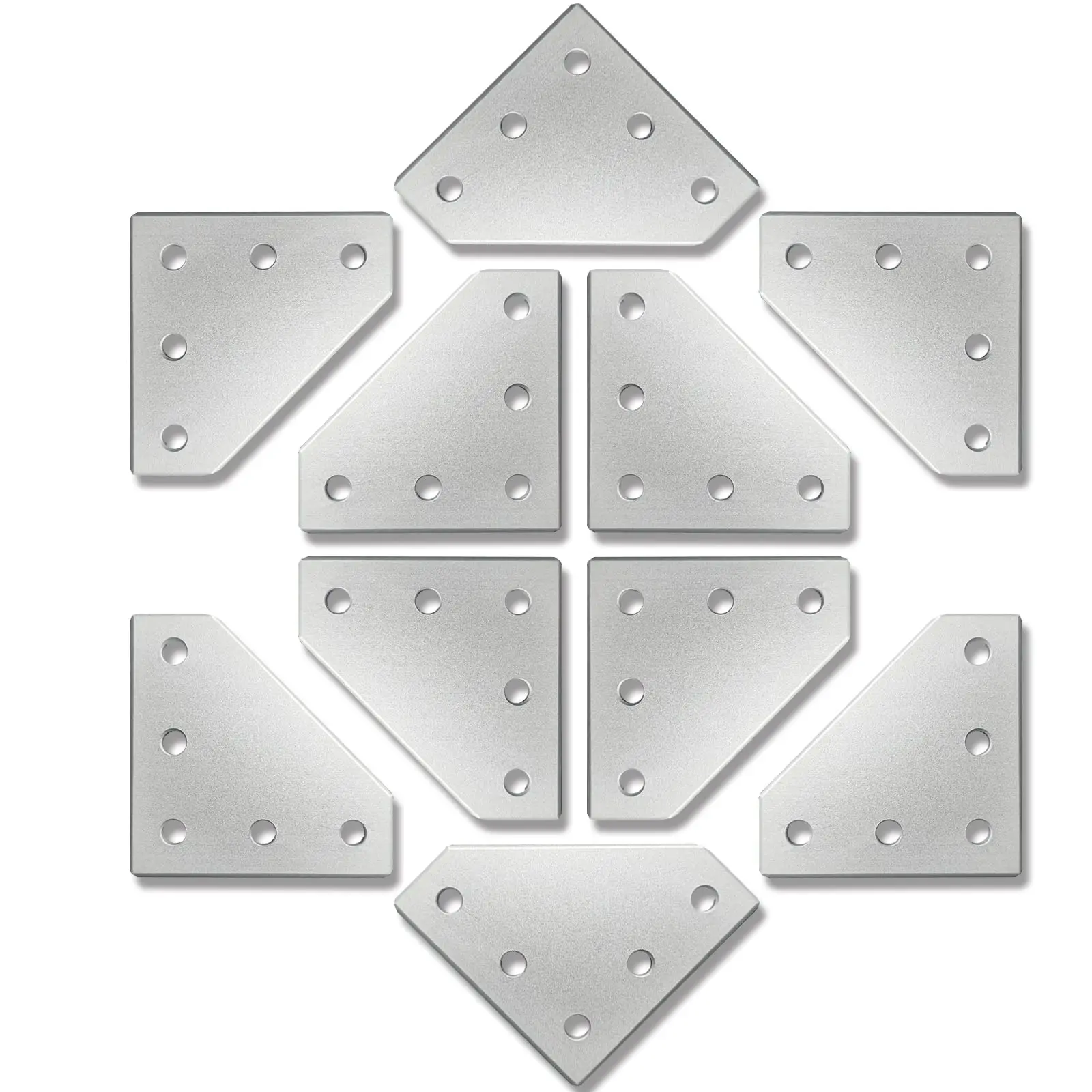 2pcs/Pack 5 Hole Black/Silver Joint Board Plate Corner Angle Bracket Connection Joint Strip for 2020 3030 4040 Aluminum Profile