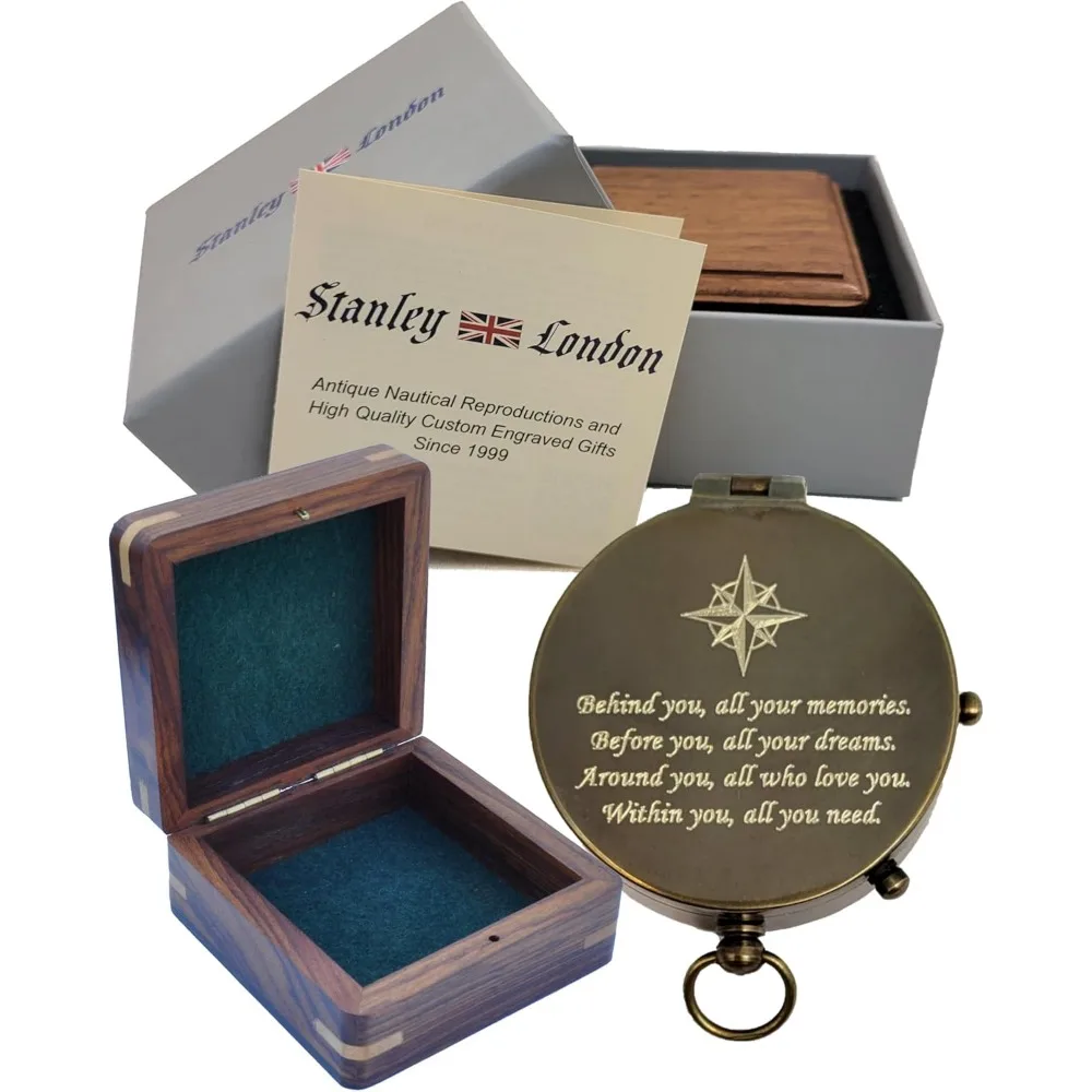 

Custom Engraved Antique Brass Pocket Compass Gift for Graduation Fathers Day Anniversary Travel Heirloom