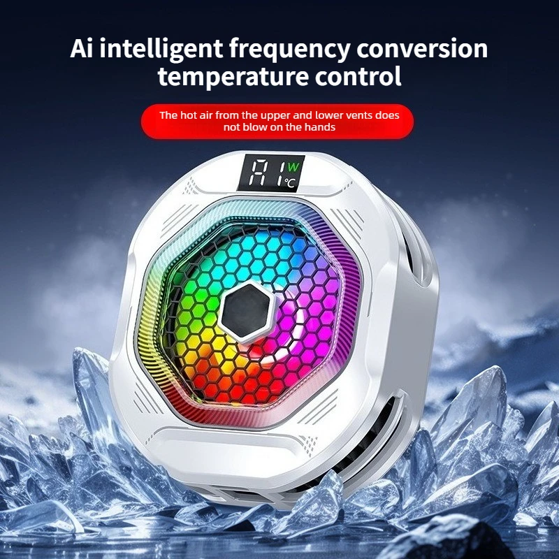 AI Smart Semiconductor Phone Cooler Fast Freezing Fan Temp Control for Gaming Live Streaming Universal Mobile Radiator Heat Sink