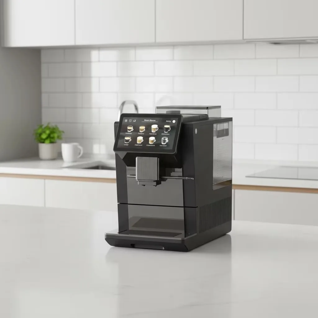 Inteligentny automat do kawy z wbudowanym młynkiem, zastosowanie w wielu scenariuszach, ciśnienie pompy 15 bar, pojemność 2L, moc 1450W.