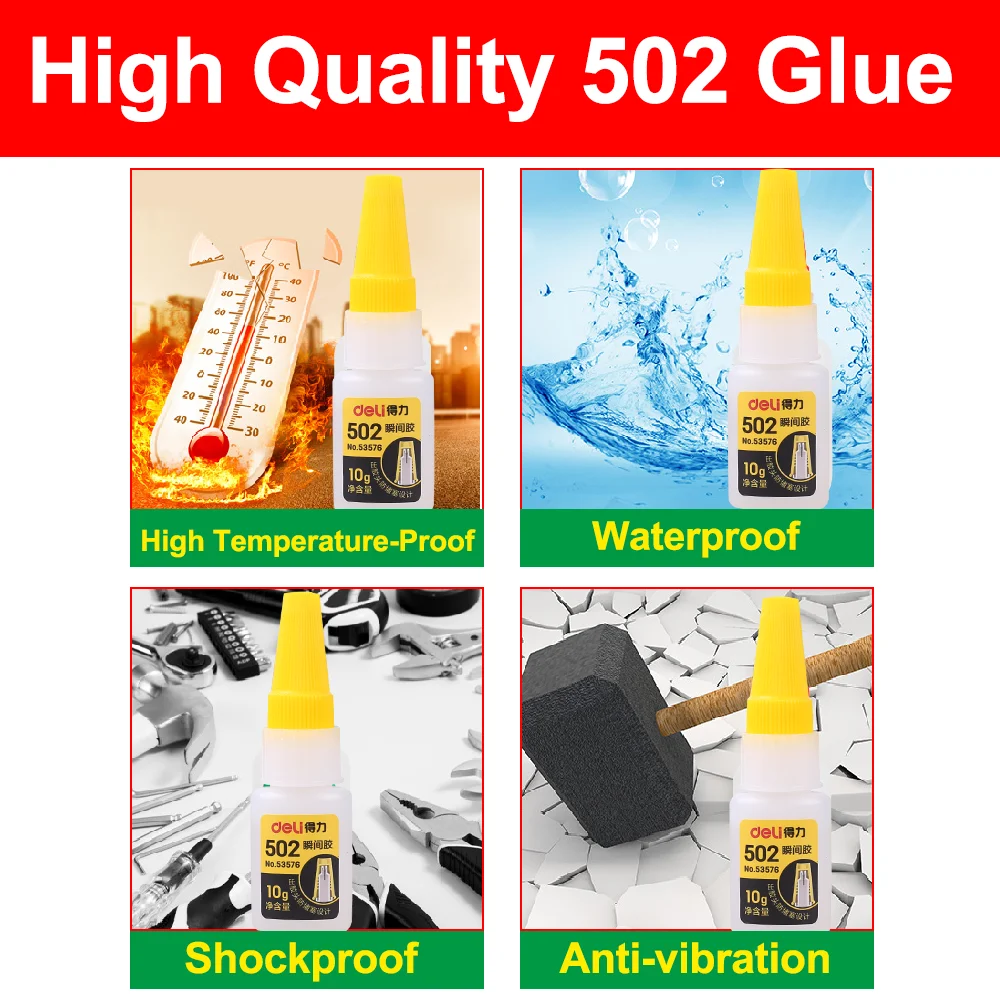 Powerful Super Strong Glue 502 Instant Adhesive Cyanoacrylate Welding Quick Drying Metal Glass Plastic Leather Stone Wood Cement