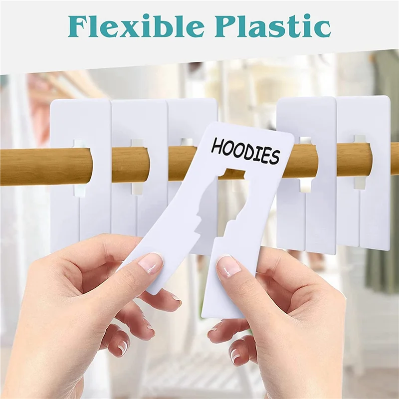 Ensemble de 30 Synchronisateurs de Placard Blanc avec Marqueur, Rectangle, Taille de Vêtement