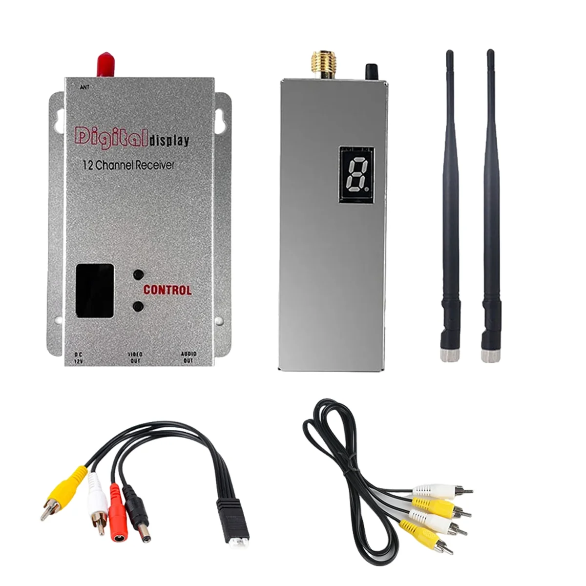 FPV 1.2G 1.6W VTX الارسال 8CH + 1.2G 1.5W 12CH VRX استقبال + 2xهوائي 0.1mW/25mW/800mW/1600mW لطائرة بدون طيار FPV طويلة المدى