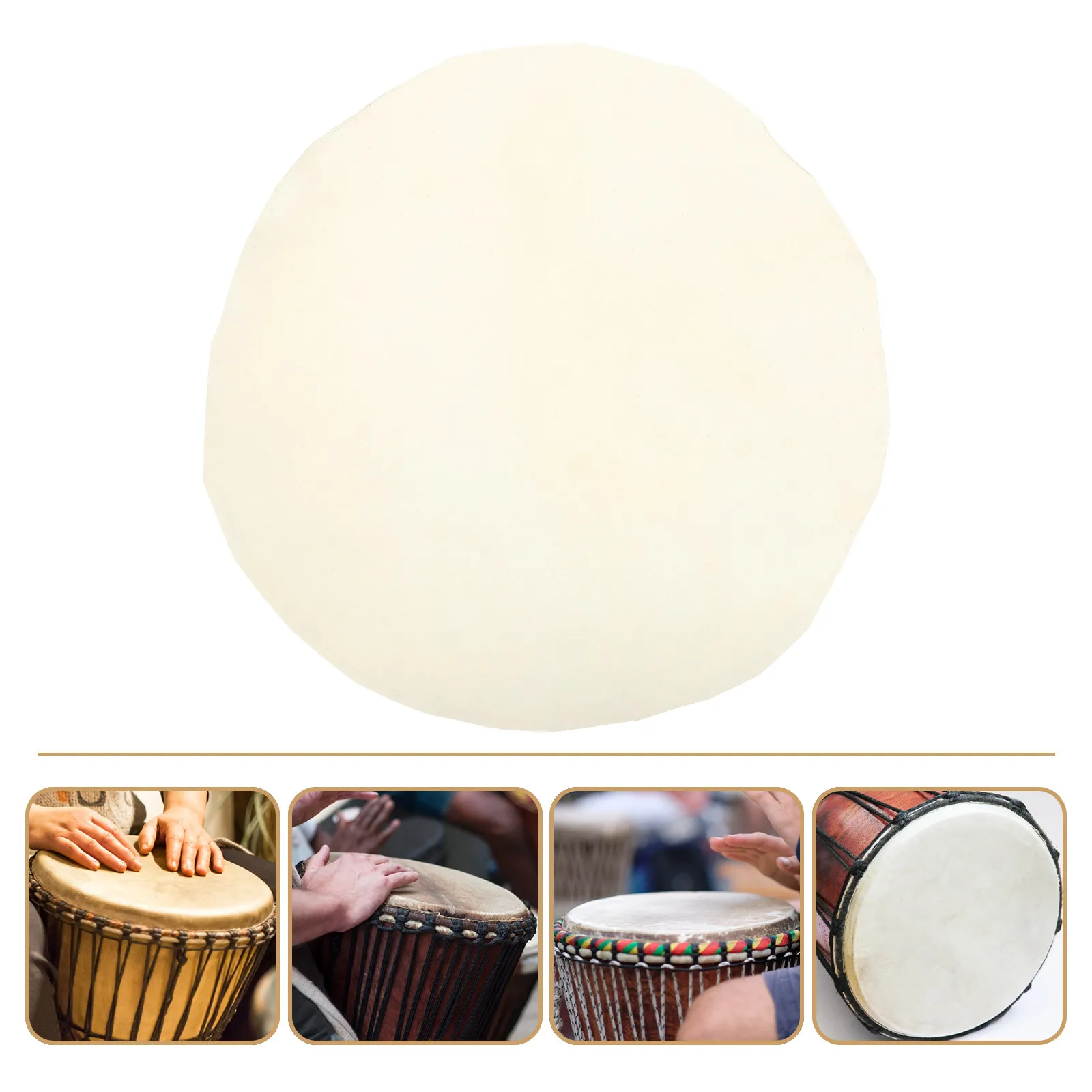3 Peças de Pele de Cabra Natural Artesanal para Tambor, Pele Redonda Africana para Djembe, Acessórios de Percussão