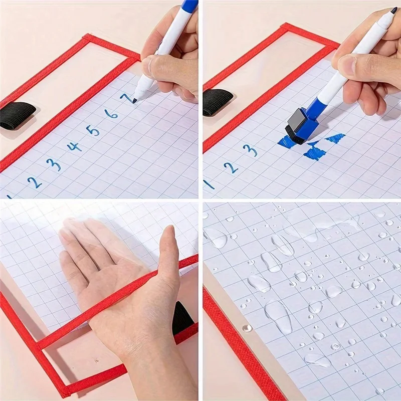 AP-10Pcs ملف شفاف جيب مجلد الأكمام المتضخم قابلة لإعادة الاستخدام الجاف محو واضح القرطاسية تخزين مجلد ملف الحقيبة