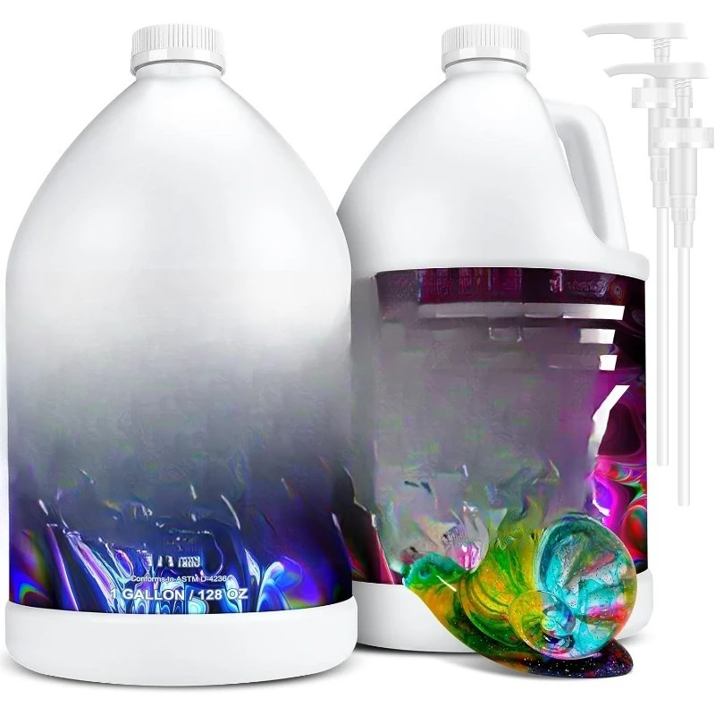 Epoxy Resin 2 Gallon Kit, Pure Glossy Crystal Clear Resin Epoxy with Pump, Bubble Free Anti Yellowing with Self Levelin