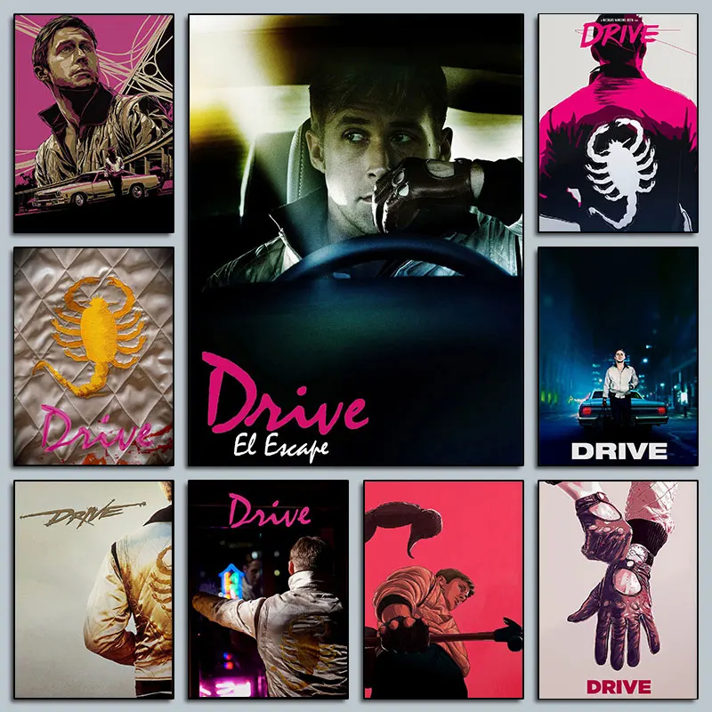 Drive Movie Poster Ryan Gosling Cult Classic Film Canvas Painting Neon Noir Aesthetic Art Cinema Lover Stylish Driver Artwork