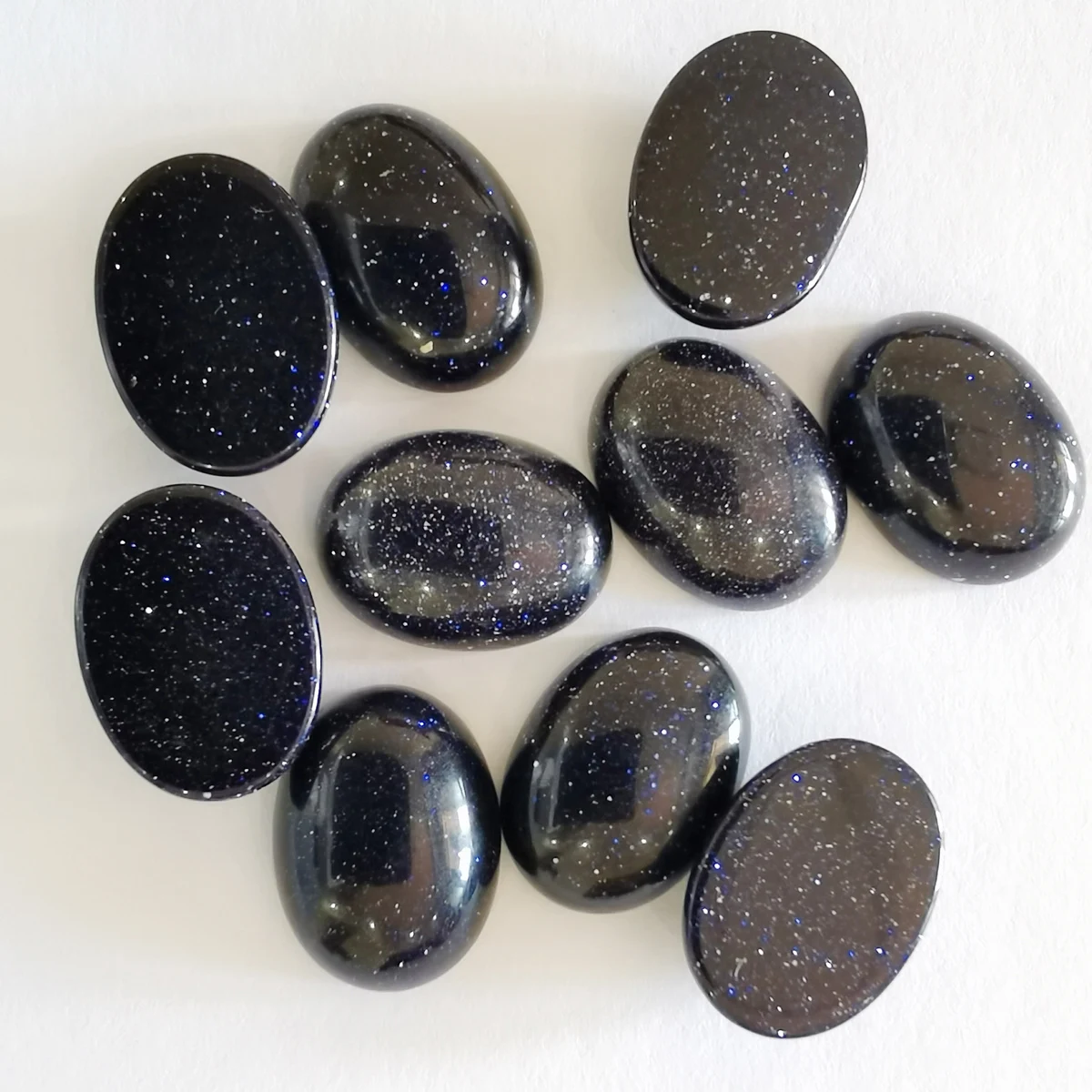 16x12MM Natural Blue Sandstone Stone Beads GEM Oval CAB Cabochon Jewelry Making 10PCS H387