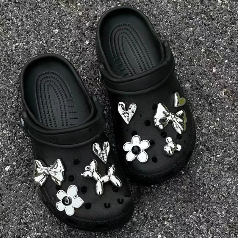 

New DIY Elegant Silvery Cute star and Bear Shoe Charms Fashion Accessories For Fun Clog Shoe Slipper Decorations Girls Gift