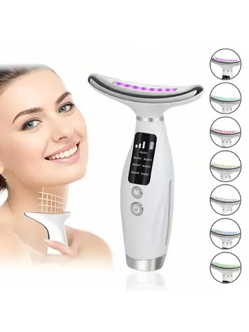EMS Micro-current Neck Face Beauty Device 7 Color Facial Massager for Enhanced Face Neck and Shoulder Care with Vibrating