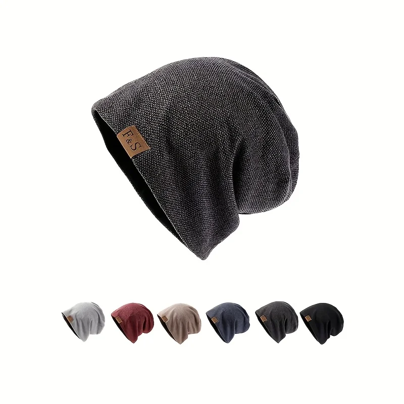 

Зимняя вязаная шапка-бини, ветрозащитная термомягкая мешковатая пуловерная шапка для мужчин и женщин, модные повседневные шапочки для бега, катания на лыжах, велоспорта