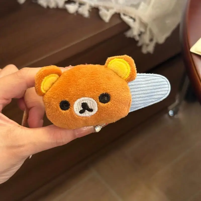 귀여운 만화 캐릭터 리락쿠마 코리락쿠마 플러시 헤어핀 창의적이고 달콤한 사랑스러운 앞머리 사이드 BB 클립 친구 생일 크리스마스 선물