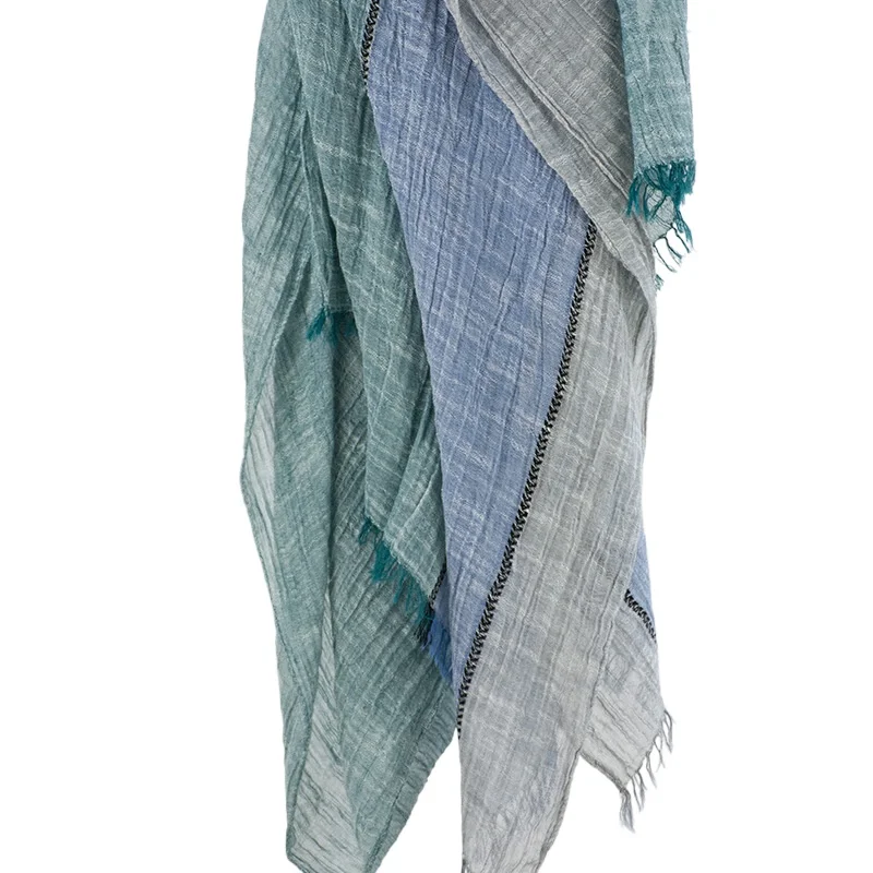 

Unisex Cotton Linen Striped Scarf Designer Patchwork Shawl Wrap Male Accessories Men's Scarves Short Tassel Bufanda Muffler