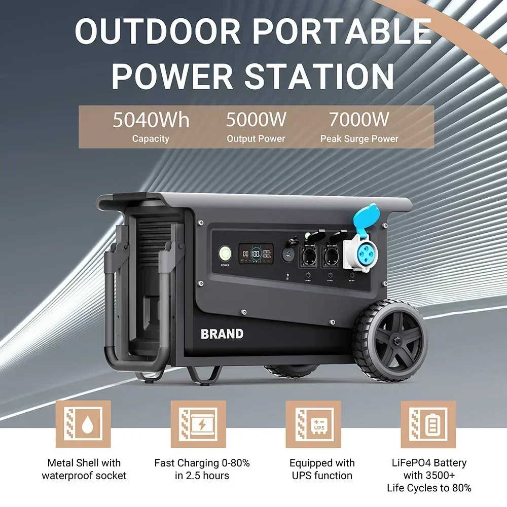 SOUOP W5 5000W 5040Wh Waterproof Portable Power Station Solar Generator