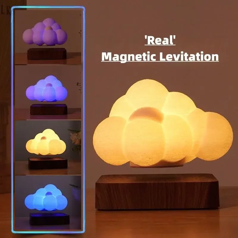 Novelty Night Light Magnetic Levitation Cloud Lamp Creativity Floating 3D Print Bulb Desk Decoration Birthday ChristmasGift