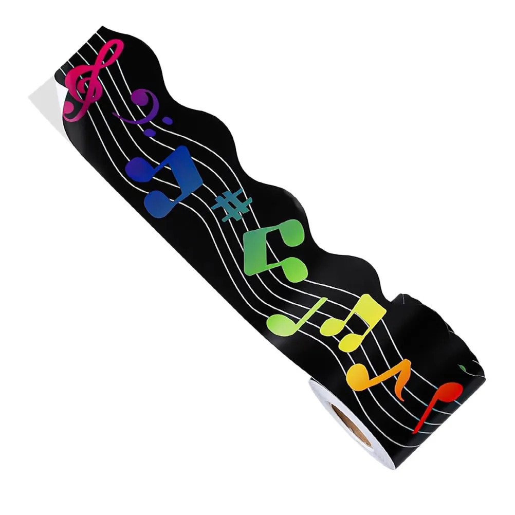 Rolled Music Theme Border Sticker for Bulletin Board Chalkboard Classroom Decor DIY Trim Easy Install Fade Resistant Creative