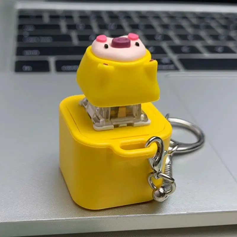Funny Croaking Frog Keychain Rechargeable Frog/Pig Keyboard Fidget Clicker Sound Keychain with LED for Stress Relief