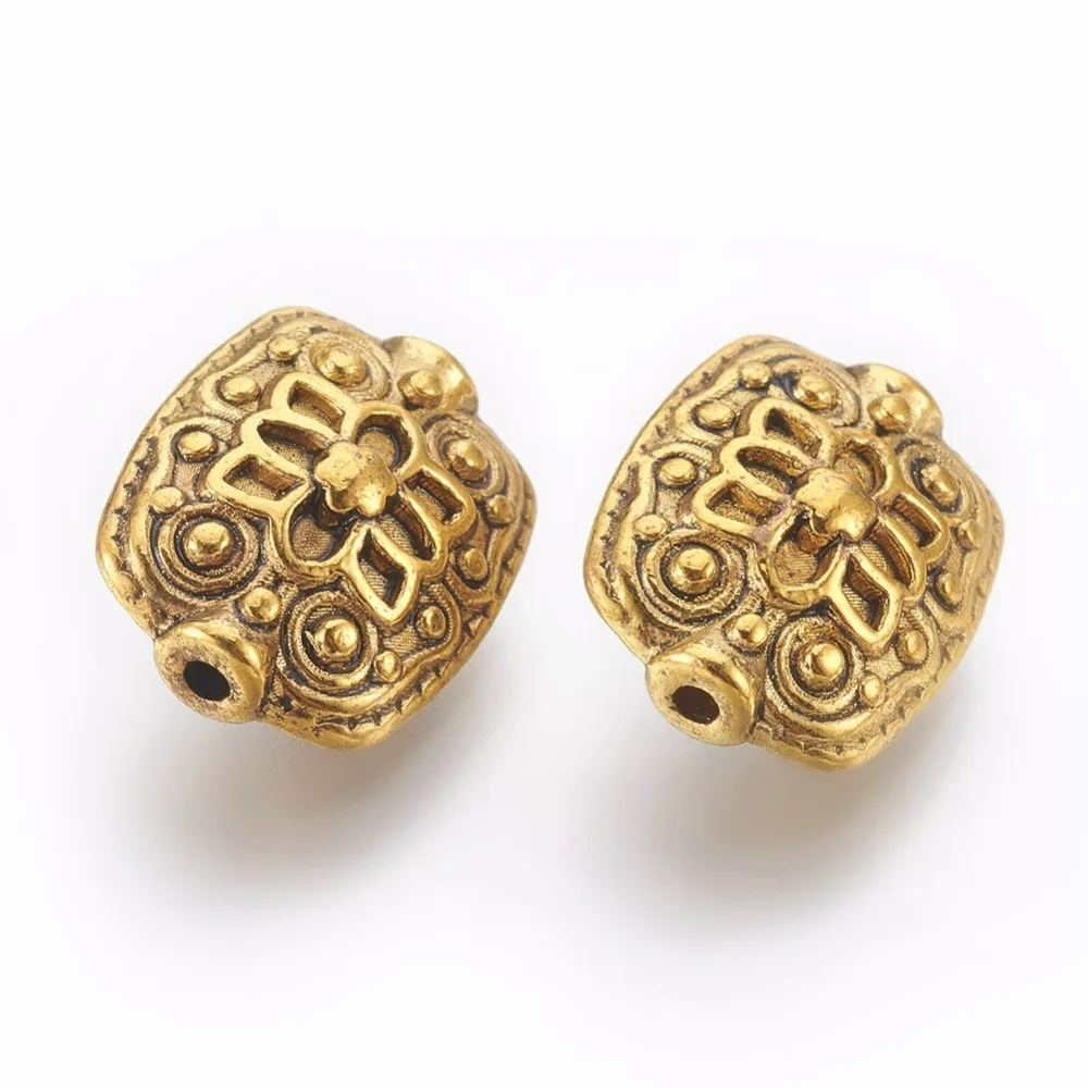 20pcs style Beads Alloy Beads Antique color Lead Free Cadmium Free Rectangle Size: 11mm wide 13mm long 6.5mm thick hole: 1.5mm