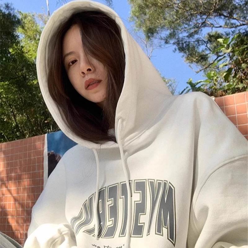 

Korean Fashion Letter Printed Hoodie Women Loose Autumn Spring Oversized Streetwear Hoodies Women Harajuku Hooded Sweatshirt Y2k