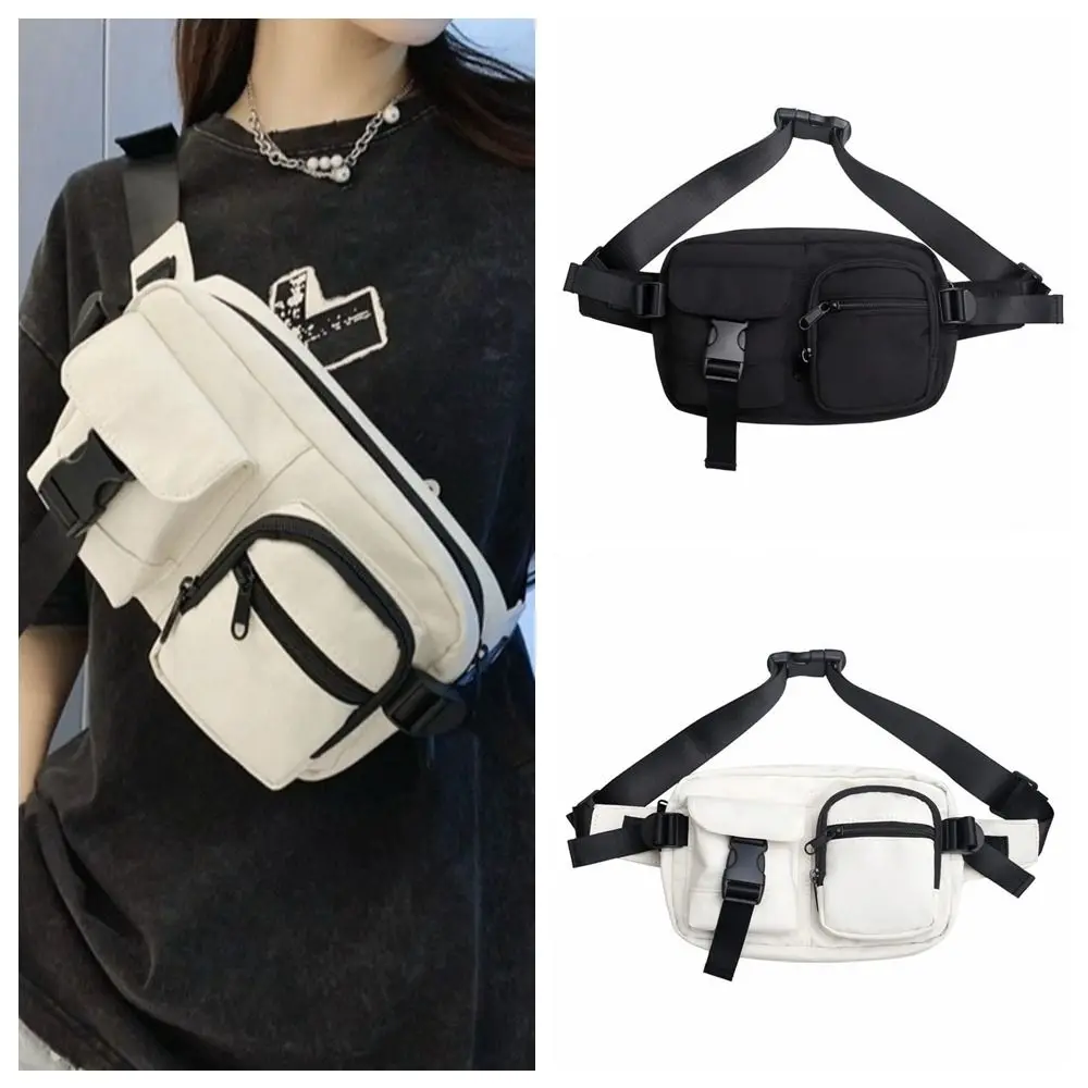 

Simple Pocket Men's Chest Bag Zipper Large Capacity Nylon Waist Bag Small Square Bag Crossbody Bag Single Shoulder Bag Female
