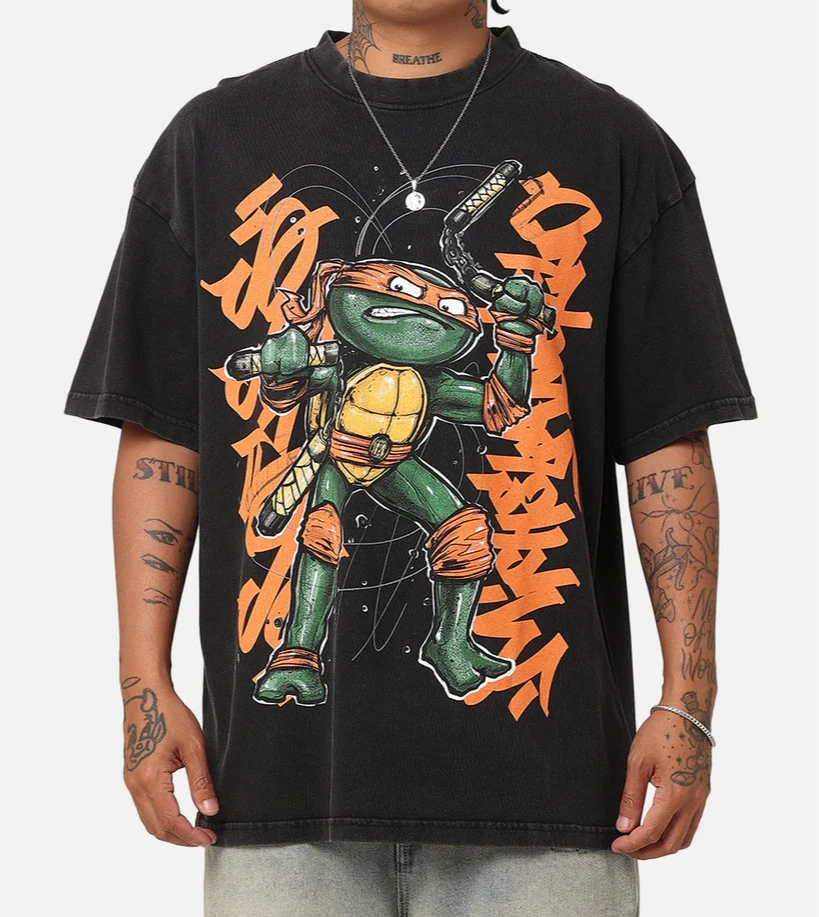 2026 Fashion New Ninja Turtle Summer Men's 3D Printed T-shirt Streetwear Patterned T-shirt Hip Hop Street Style Large Size