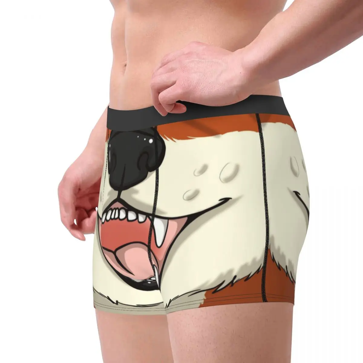 Male Cool Fox Cartoon Pattern Underwear Animal Print Boxer Briefs Breathable Shorts Panties Underpants