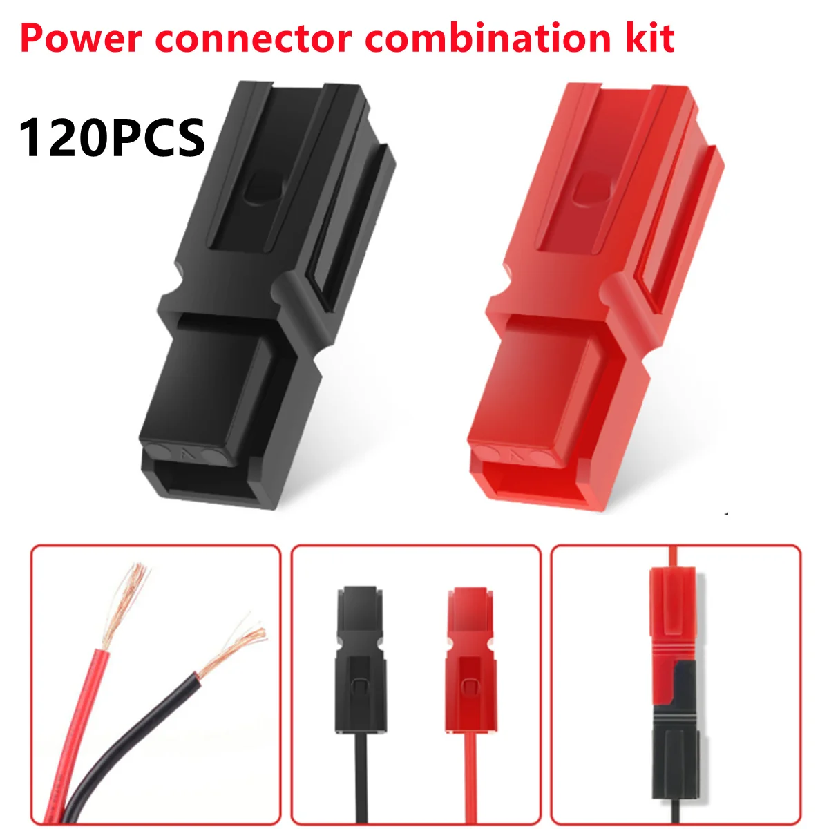 

120PCS 15A/30A/45 Amp Power Pole Red Black Connectors Kit For Anderson Style Plugs Marine Power Connector Copper Terminals