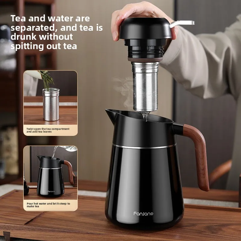

FANJANE 1000ml 316 Stainless Steel Thermos Kettle for Tea Maker Big Tea Filter Larger Capacity Vacuum Thermos Bottle Tumbler