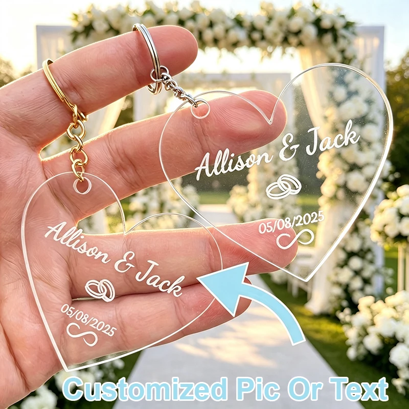 Custom Acrylic Keychain With A Personal Name Personalized Acrylic Name And Date Gift For Weddings Guest Engagement Party Gifts
