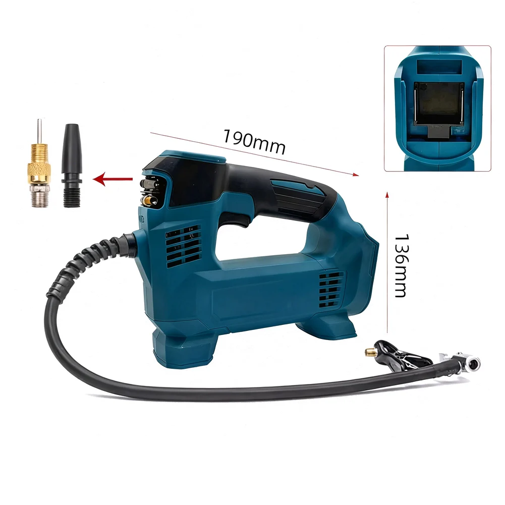 

Портативный литий-ионный воздушный насос с автоматической остановкой для автомобильных шин, мотоциклов, велосипедов, спортивных мячей и надувных изделий для активного отдыха